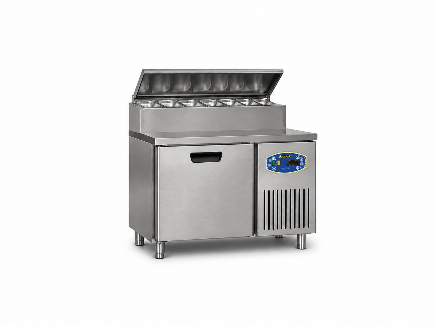 Table de préparation sandwich/ pizzas saladette basse 3 portes 450L - DAMPAK -   22TBF3S-PA70